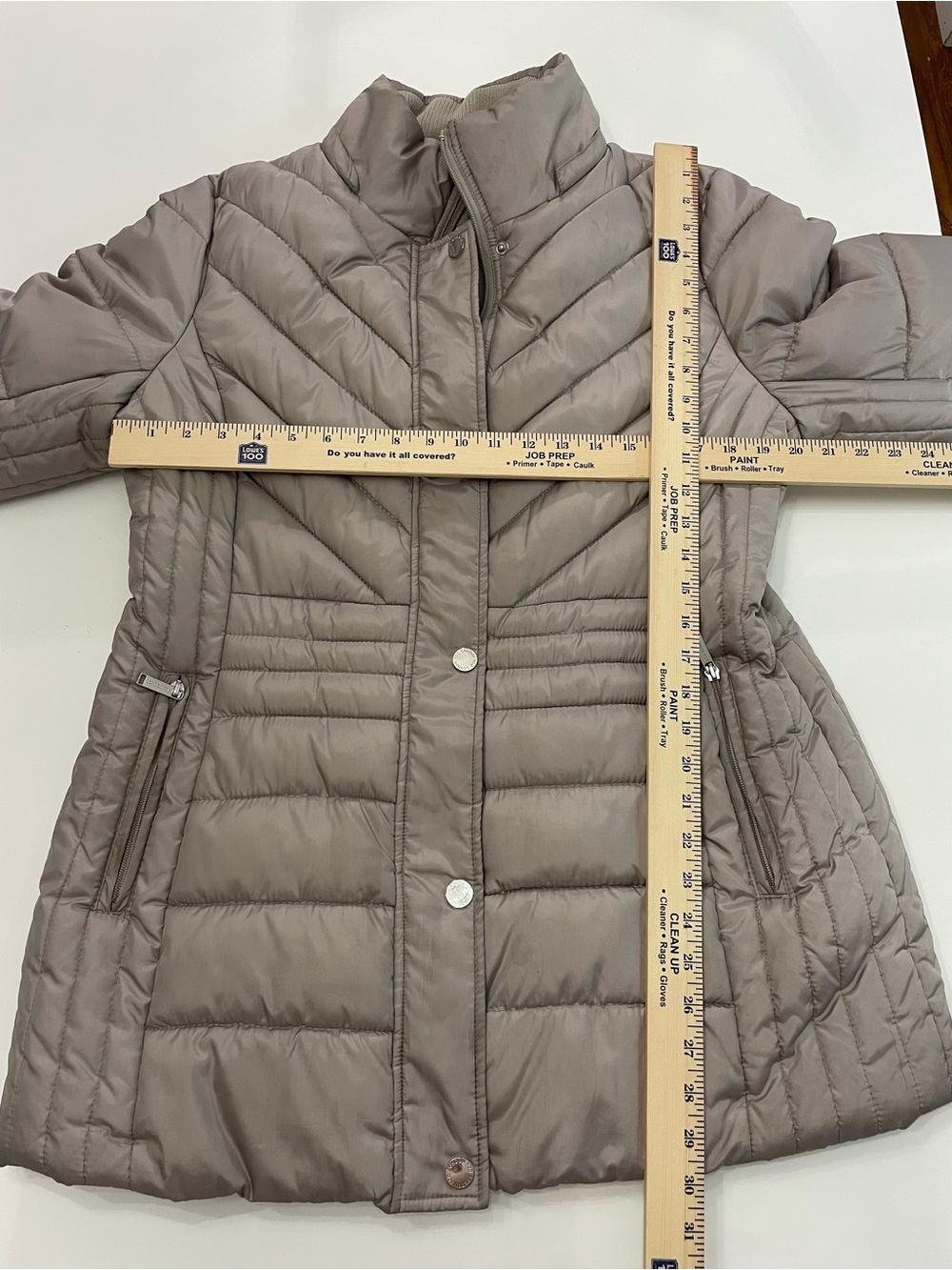 London Fog Women's Taupe Puffer Jacket Quilted Winter Coat size L - Picture 8 of 9